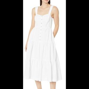Madewell Suzette Midi Peasant Milkmaid Dress Size 2 White Button Front